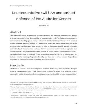 An Unabashed Defence of the Australian Senate