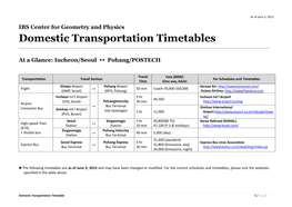 Domestic Transportation Timetables