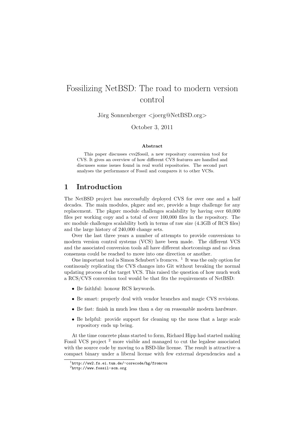 Fossilizing Netbsd: the Road to Modern Version Control