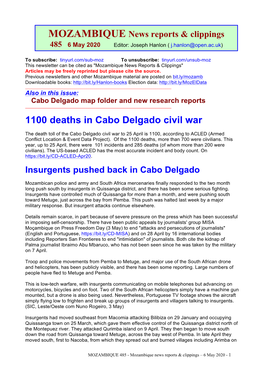 1100 Deaths in Cabo Delgado Civil War