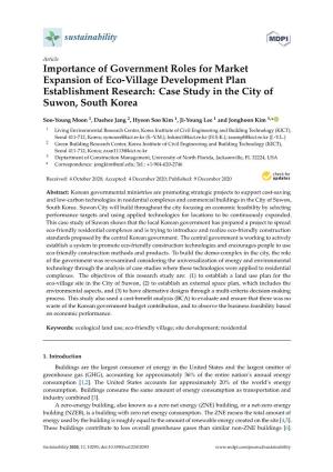 Importance of Government Roles for Market Expansion of Eco-Village Development Plan Establishment Research: Case Study in the City of Suwon, South Korea