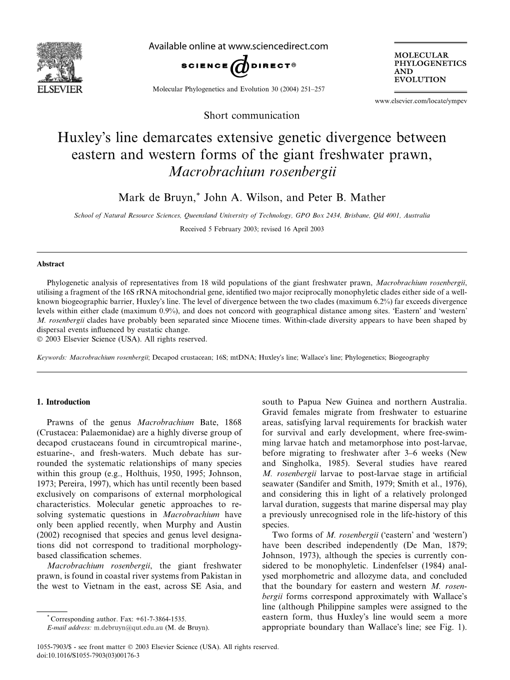 Huxley's Line Demarcates Extensive Genetic Divergence Between