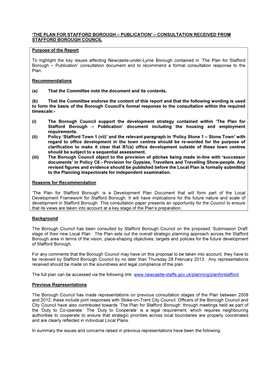 'The Plan for Stafford Borough – Publication