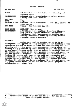 DOCUMENT RESUME ED 268 480 CS 008 354 TITLE All Aboard The
