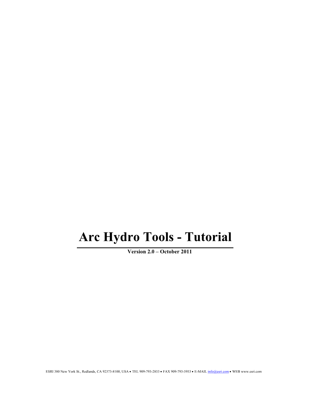 Arc Hydro Tools - Tutorial