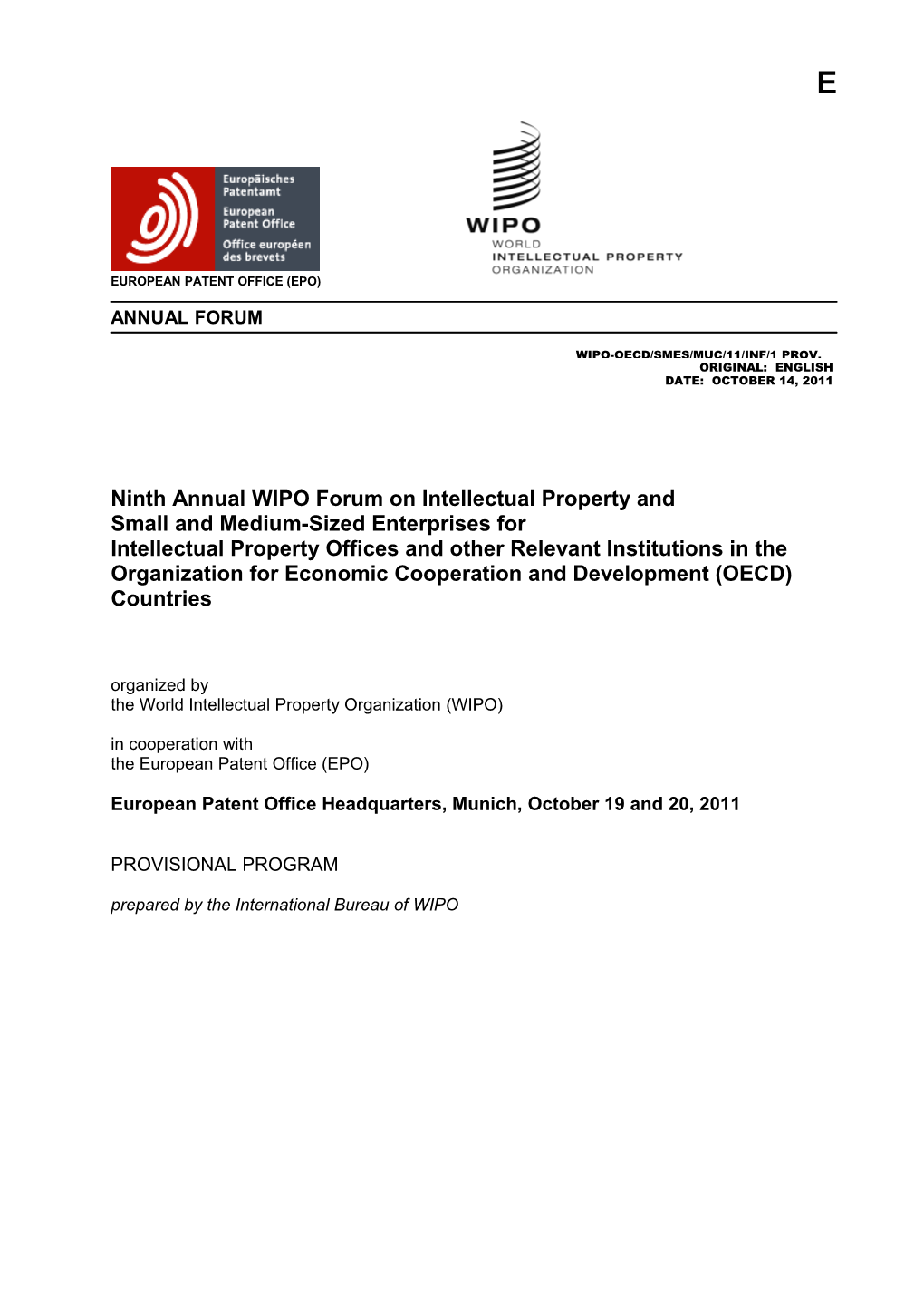 Wipo-Oecd/Smes/Muc/11/Inf/1 Prov