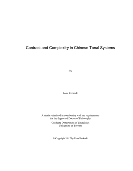 Contrast and Complexity in Chinese Tonal Systems