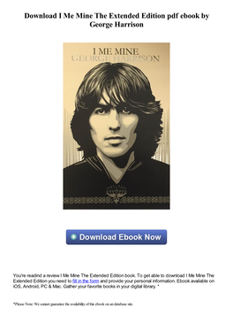 Download I Me Mine the Extended Edition Pdf Book by George Harrison