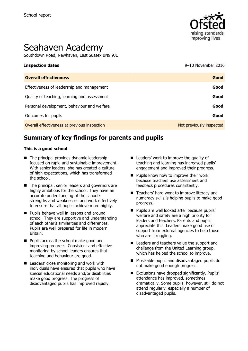 Seahaven Academy Southdown Road, Newhaven, East Sussex BN9 9JL