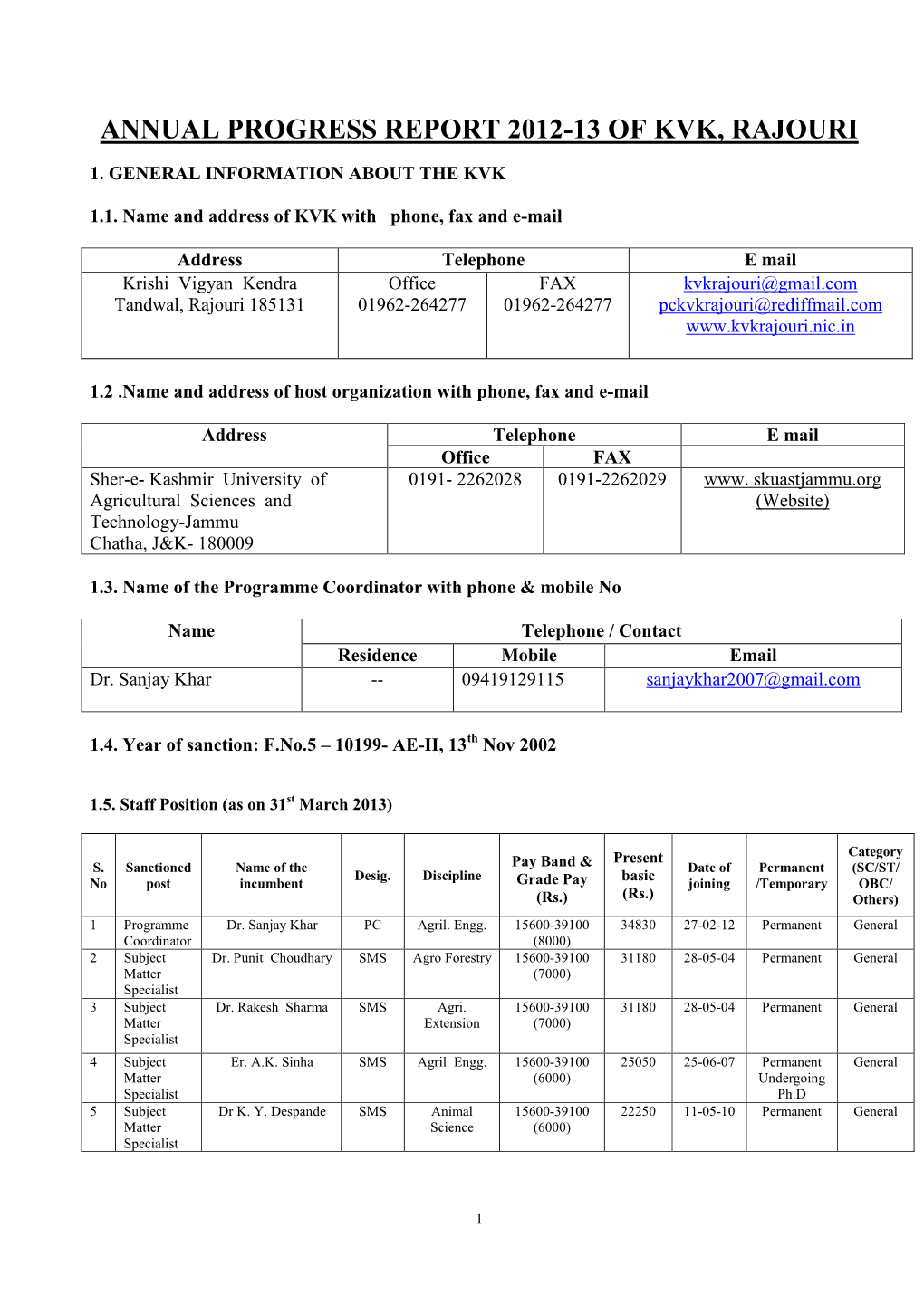 Annual Report KVK Rajouri 2012-13