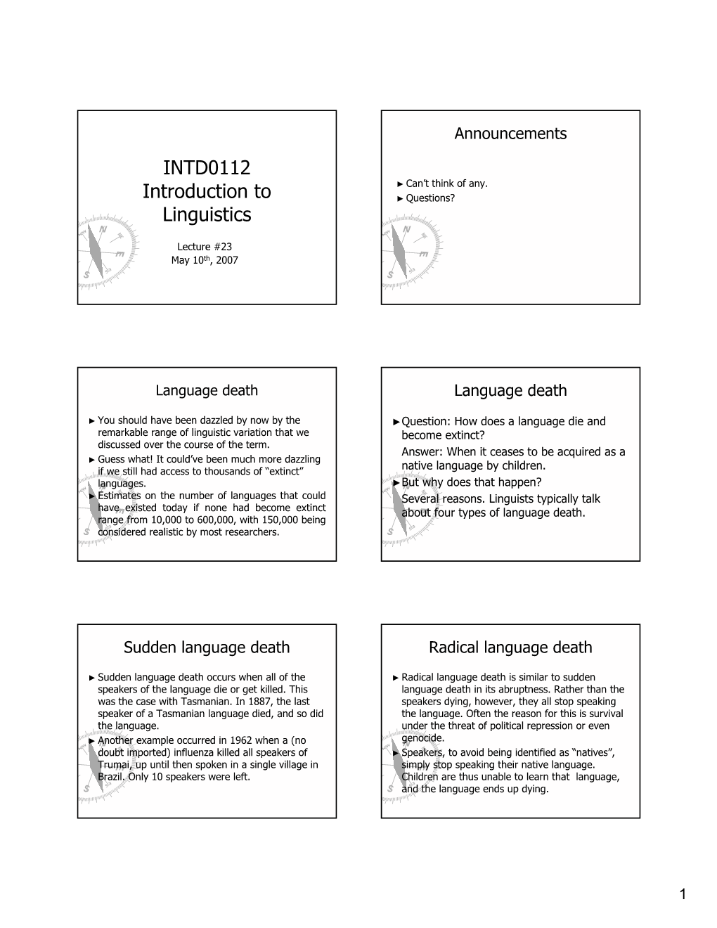 INTD0112 Introduction to Linguistics