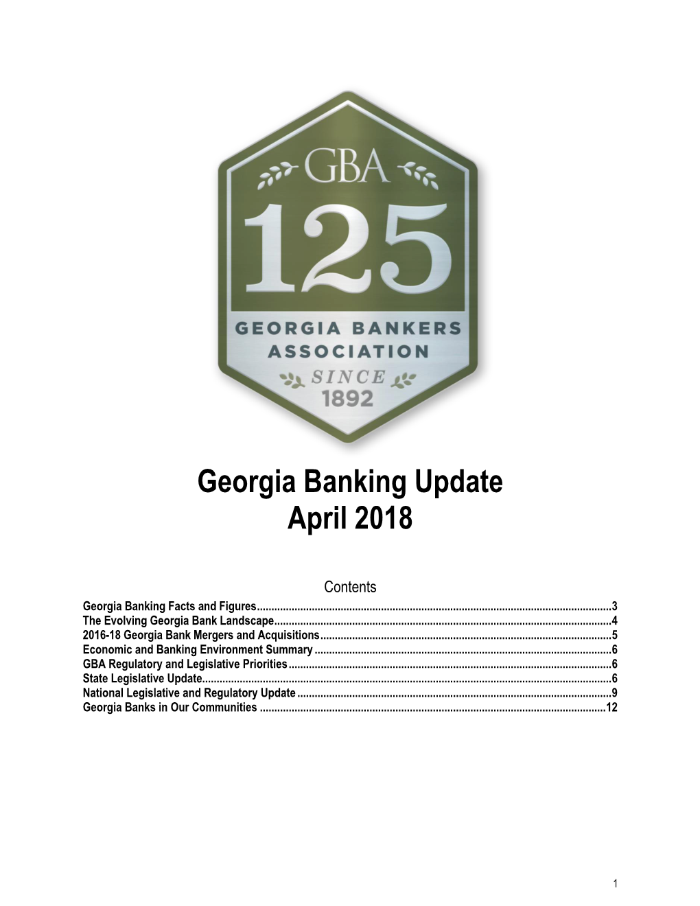 Georgia Banking Update April 2018