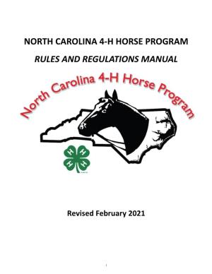 NC 4-H Horse Program Rules and Regulations