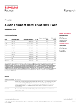 Austin Fairmont Hotel Trust 2019-FAIR