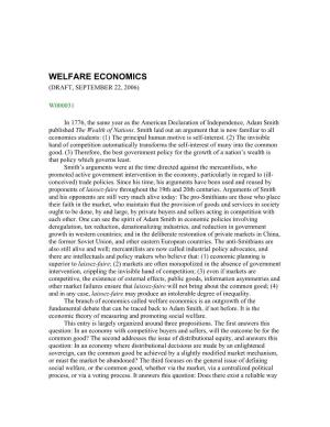 Welfare Economics (Draft, September 22, 2006)