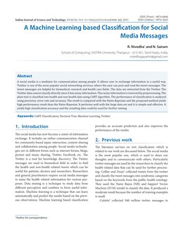 A Machine Learning Based Classification for Social Media Messages