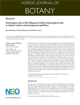 Deteriogenic Flora of the Phlegraean Fields Archaeological Park: Ecological Analysis and Management Guidelines