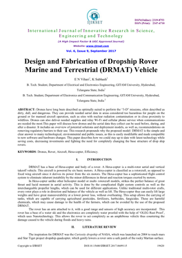 Design and Fabrication of Dropship Rover Marine and Terrestrial (DRMAT) Vehicle
