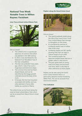 National Tree Week Notable Trees in Milton Keynes: Factsheet