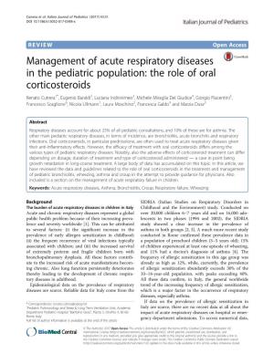 Management of Acute Respiratory Diseases in the Pediatric Population: the Role of Oral Corticosteroids
