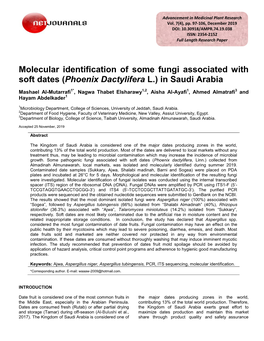 Molecular Identification of Some Fungi Associated with Soft Dates (Phoenix Dactylifera L.) in Saudi Arabia