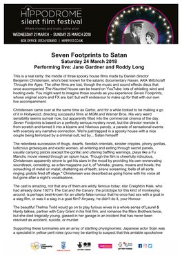 Seven Footprints to Satan Saturday 24 March 2018 Performing Live: Jane Gardner and Roddy Long