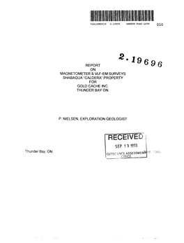 Rpt on Mag & Vlf-Em Survs Shabaqua Caldera Prop