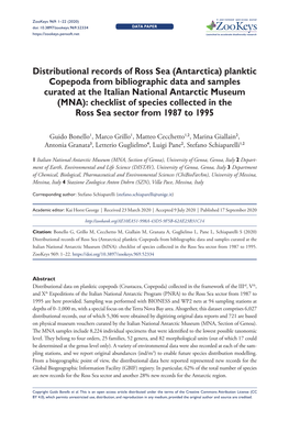 Distributional Records of Ross Sea (Antarctica) Planktic