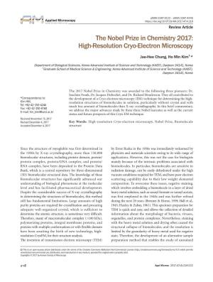 The Nobel Prize in Chemistry 2017: High-Resolution Cryo-Electron Microscopy