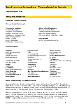 Crop Protection Compendium - Mimosa Diplotricha Sauvalle