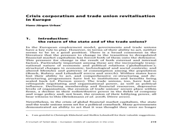 Crisis Corporatism and Trade Union Revitalisation in Europe