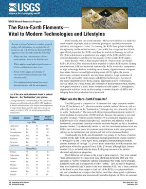 The Rare-Earth Elements— Vital to Modern Technologies and Lifestyles