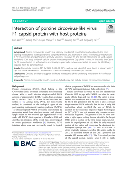 Interaction of Porcine Circovirus-Like Virus P1 Capsid Protein with Host