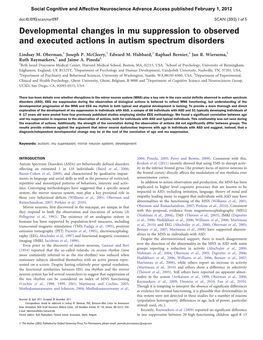 Developmental Changes in Mu Suppression to Observed and Executed Actions in Autism Spectrum Disorders