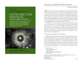 Festschrift for Immanuel Wallerstein