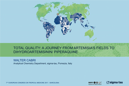 Total Quality: a Journey from Artemisia's Fields to Dihydroartemisinin/ Piperaquine