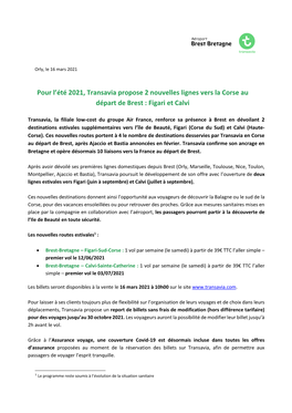 Pour L'été 2021, Transavia Propose 2 Nouvelles Lignes Vers La Corse Au