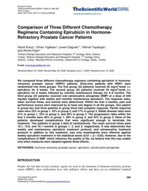 Comparison of Three Different Chemotherapy Regimens Containing Epirubicin in Hormone- Refractory Prostate Cancer Patients