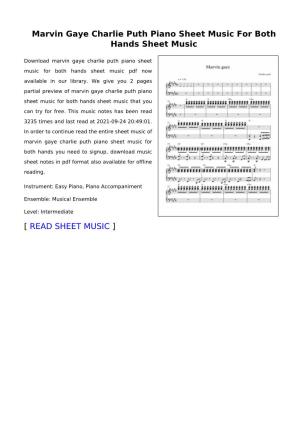 Marvin Gaye Charlie Puth Piano Sheet Music for Both Hands Sheet Music