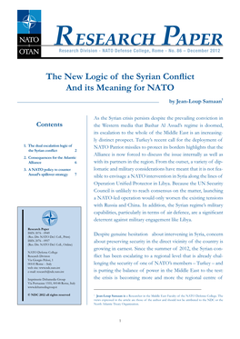 The New Logic of the Syrian Conflict and Its Meaning for NATO by Jean-Loup Samaan1