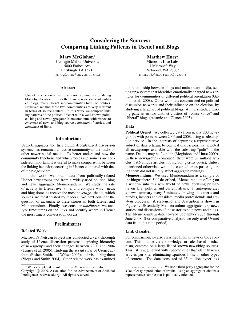 Considering the Sources: Comparing Linking Patterns in Usenet and Blogs