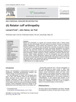 (Ii) Rotator Cuff Arthropathy