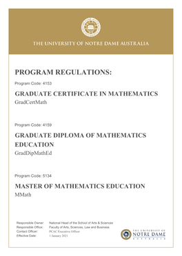 4159 GRADUATE DIPLOMA of MATHEMATICS EDUCATION Graddipmathed