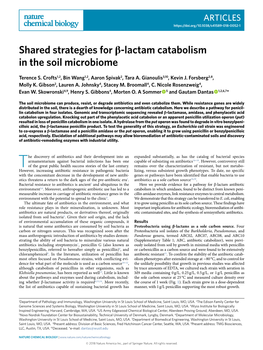 Shared Strategies for Β-Lactam Catabolism in the Soil Microbiome