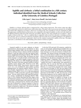 Syphilis and Cirrhosis: a Lethal Combination in a XIX Century Individual Identified from the Medical Schools Collection at the University of Coimbra (Portugal)