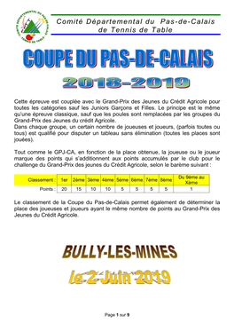 Comité Départemental Du Pas-De-Calais De Tennis De Table