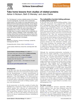 Take Home Lessons from Studies of Related Proteins