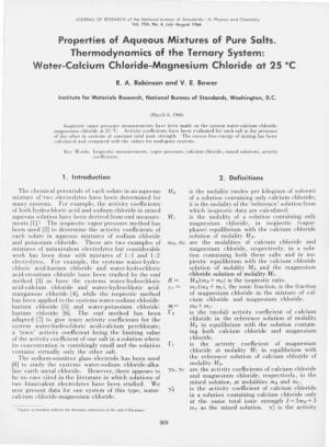 Water-Calcium Chloride-Magnesium Chloride at 25°C
