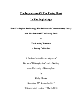 The Importance of the Poetry Book in the Digital