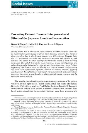 Processing Cultural Trauma: Intergenerational Effects of the Japanese American Incarceration